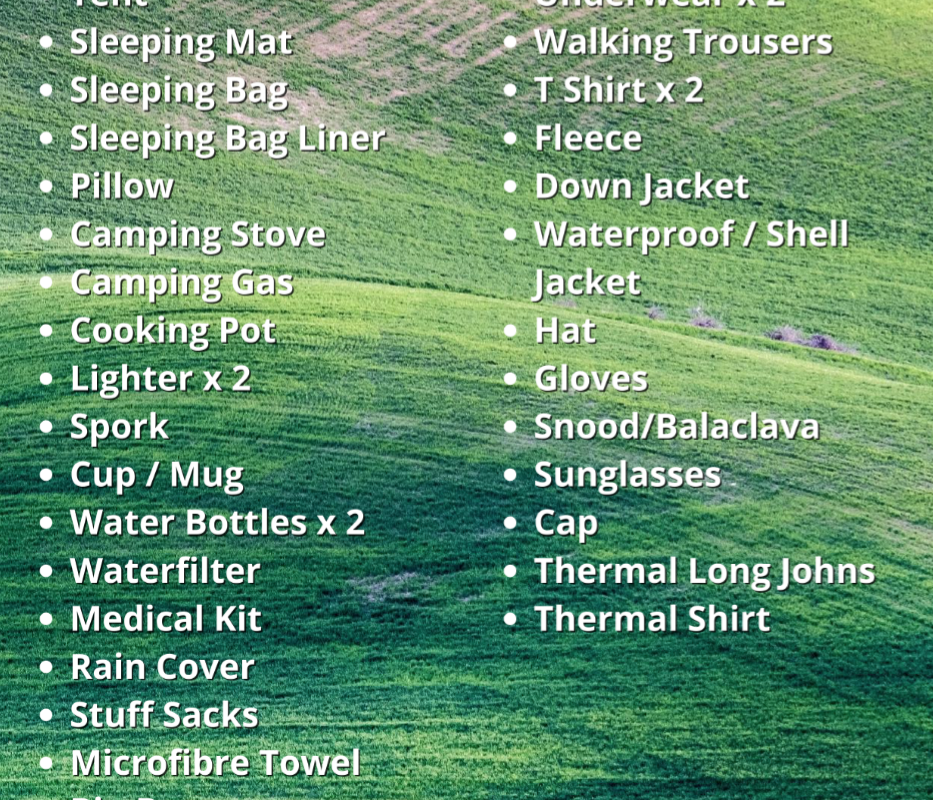 Wild Camping Kit List